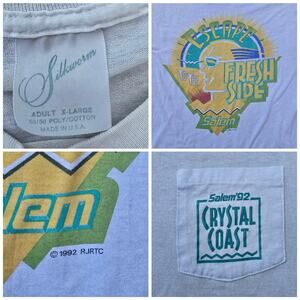 VTG Salem Cigarettes Tshirt RJ Reynolds Tobacco 1992 Silkworm Size XL Fresh Side